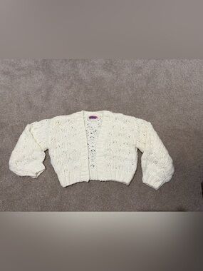 Chunky Cream Open-Front Knit Women's Sweater Cardigan